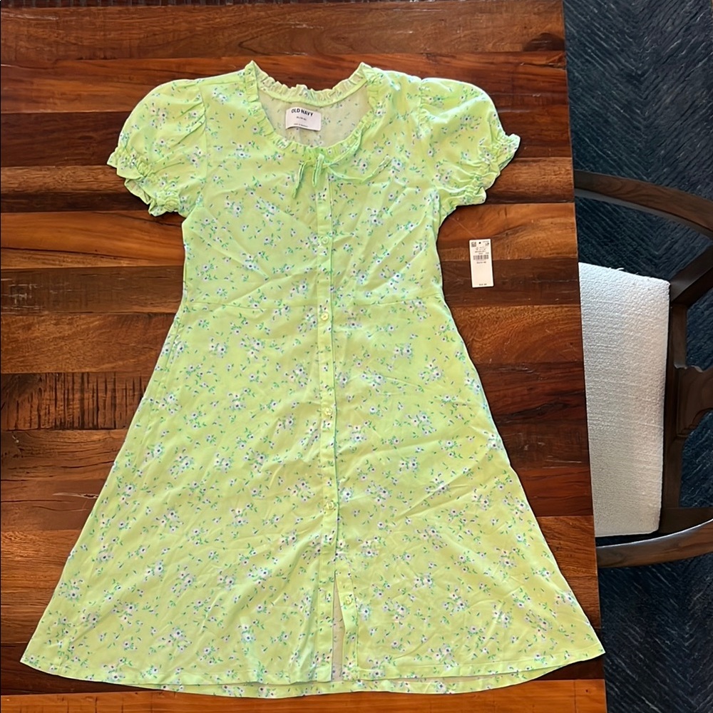 Old Navy Light Green Floral Kids Dress